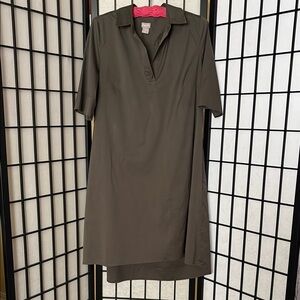 EUC Chico’s Olive Green shirt style dress. Sz 1.5